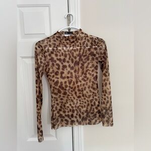 Zara Mesh Animal Print Long Sleeve Top